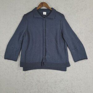 Cabi Womens Medium Blue Knit Cardigan Sweater  Button Front Cotton blend